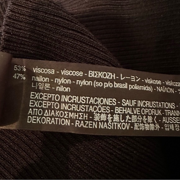 Zara Ribbed Knit Zipper Long Sleeve Sweater Women's Small Black Grunge Goth - Picture 6 of 7